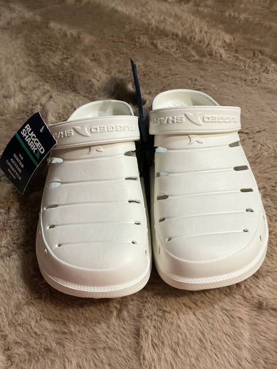 Rugged Shark Shoes - Rugged Shark Women’s White Slip-On Clog